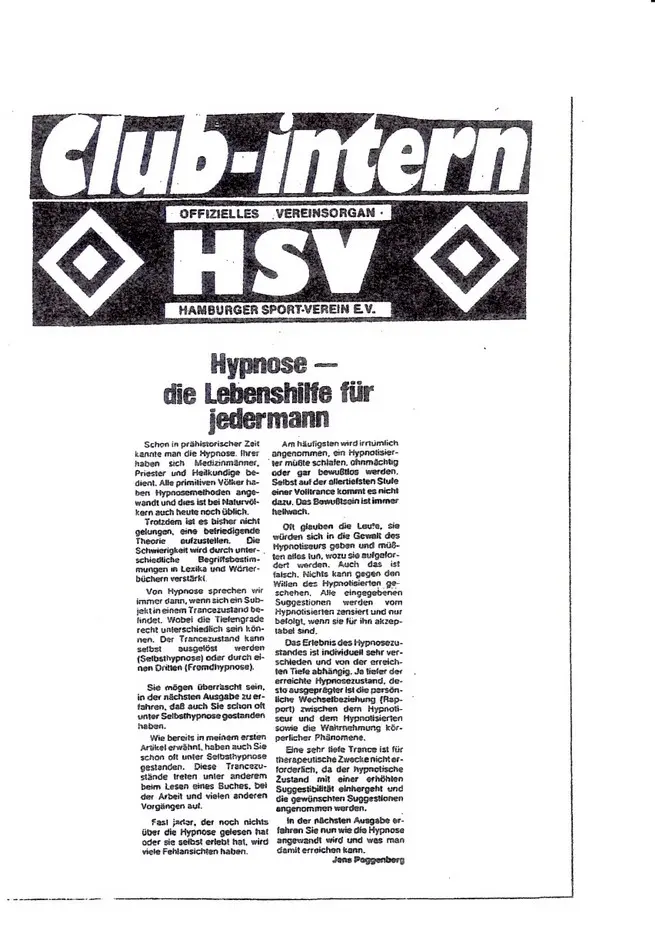 Hypnoseanwendungen im Sport beim HSV